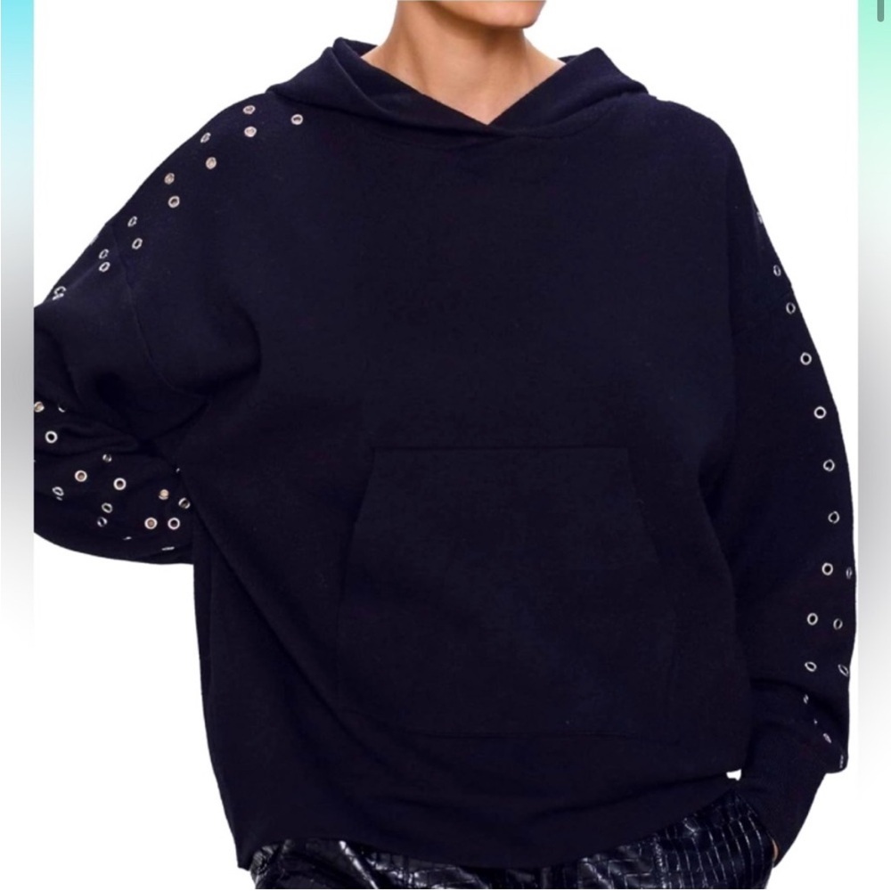Zara Black Hoodie with Silver Eyelets